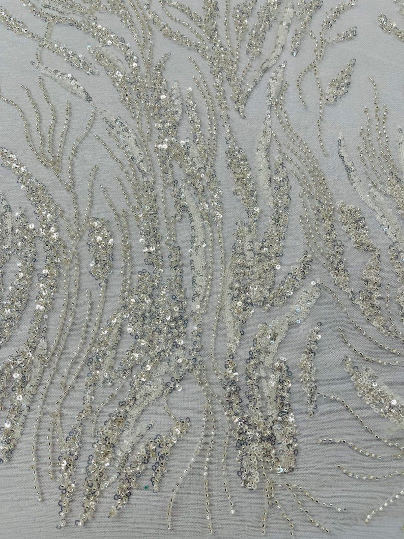 Fancy Vine Beaded Lace 54" Wide| New Creations Fabric & Foam Inc.
