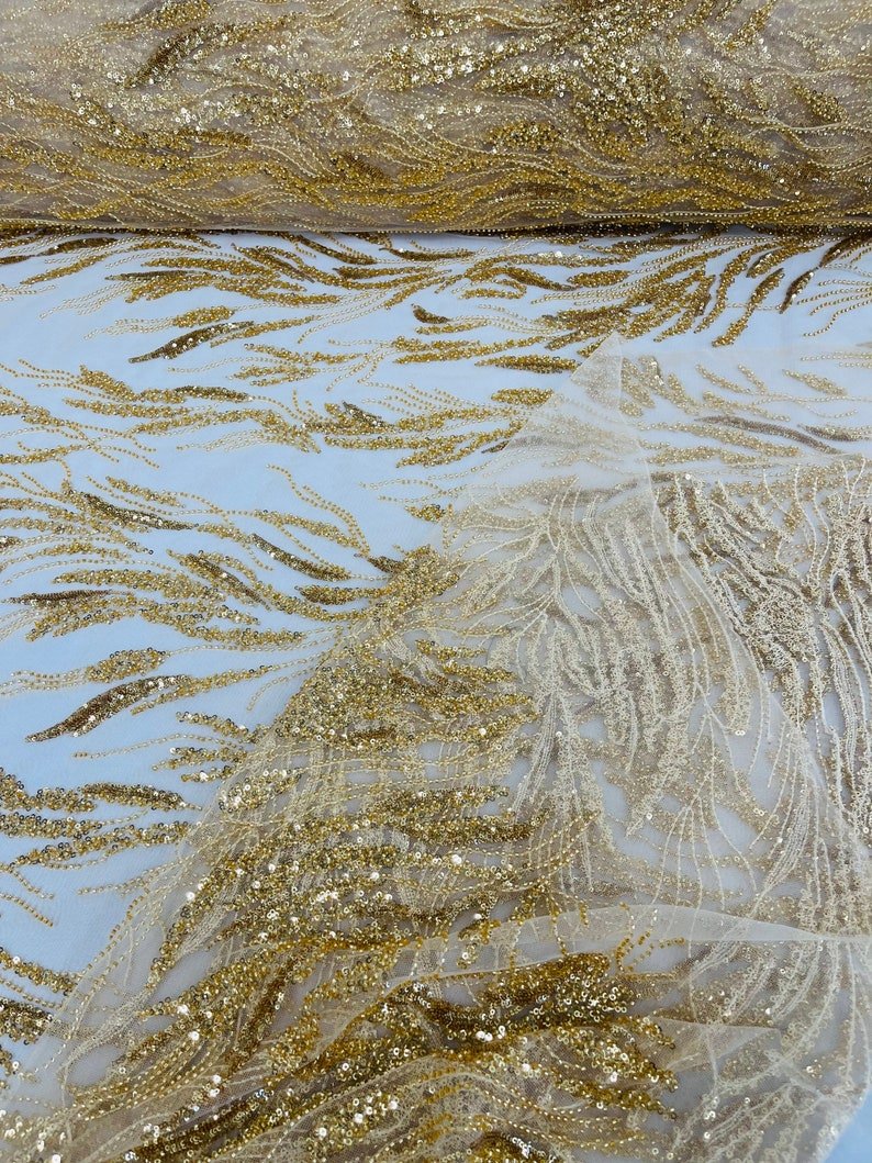 Fancy Vine Beaded Lace 54" Wide| New Creations Fabric & Foam Inc.