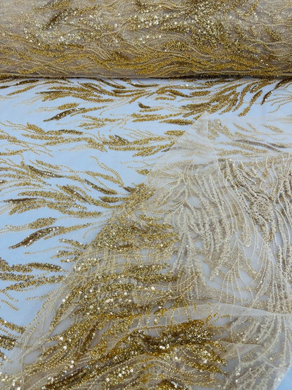 Fancy Vine Beaded Lace 54" Wide| New Creations Fabric & Foam Inc.