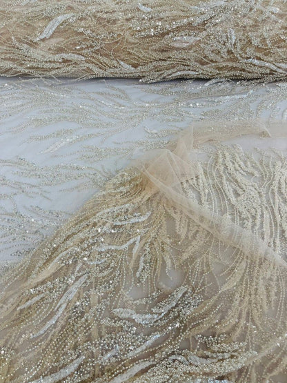 Fancy Vine Beaded Lace 54" Wide| New Creations Fabric & Foam Inc.