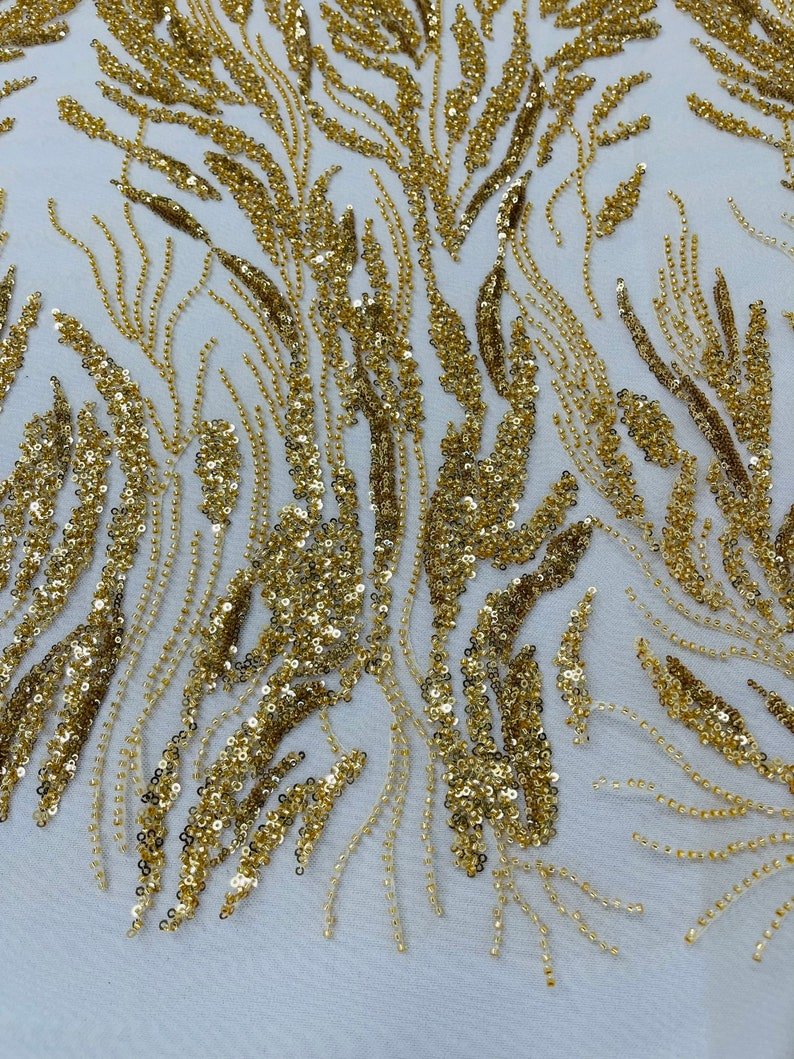 Fancy Vine Beaded Lace 54" Wide| New Creations Fabric & Foam Inc.
