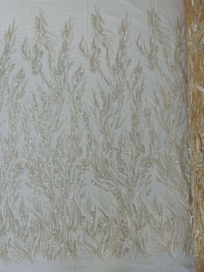 Fancy Vine Beaded Lace 54" Wide| New Creations Fabric & Foam Inc.