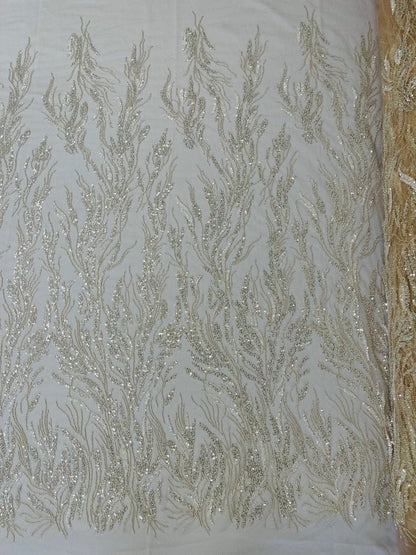 Fancy Vine Beaded Lace 54" Wide| New Creations Fabric & Foam Inc.