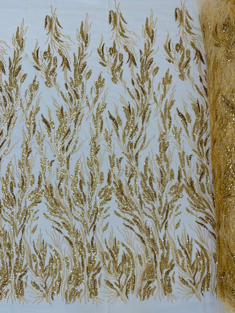 Fancy Vine Beaded Lace 54" Wide| New Creations Fabric & Foam Inc.