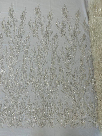 Fancy Vine Beaded Lace 54" Wide| New Creations Fabric & Foam Inc.