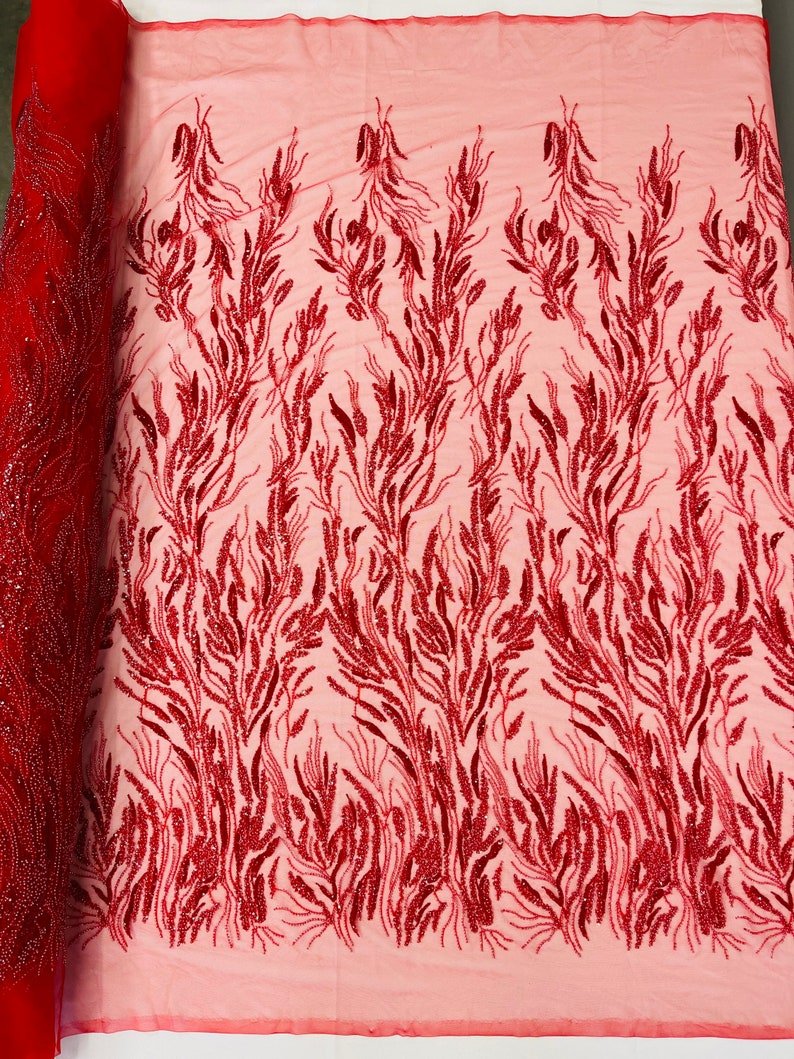 Fancy Vine Beaded Lace 54" Wide| New Creations Fabric & Foam Inc.