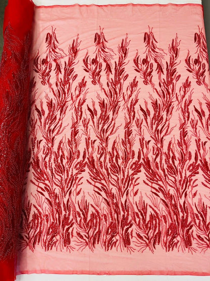 Fancy Vine Beaded Lace 54" Wide| New Creations Fabric & Foam Inc.