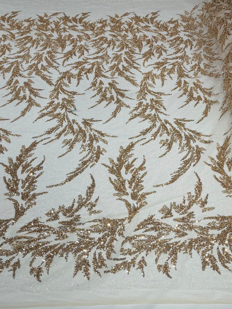 Fashion Beaded Lace With Glitter Mesh 54" Wide| New Creations Fabric & Foam Inc.