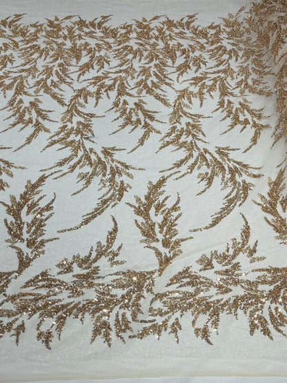Fashion Beaded Lace With Glitter Mesh 54" Wide| New Creations Fabric & Foam Inc.