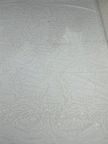 Fashion Beaded Lace With Glitter Mesh 54" Wide| New Creations Fabric & Foam Inc.