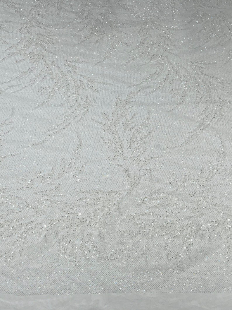 Fashion Beaded Lace With Glitter Mesh 54" Wide| New Creations Fabric & Foam Inc.