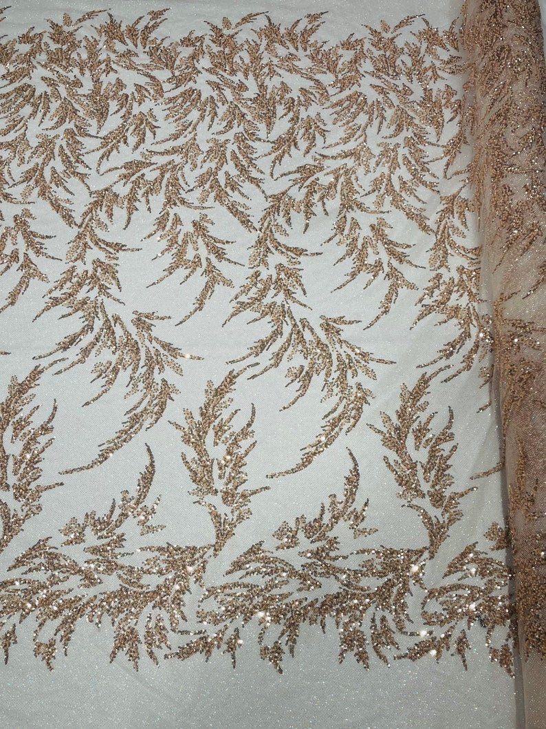 Fashion Beaded Lace With Glitter Mesh 54" Wide| New Creations Fabric & Foam Inc.