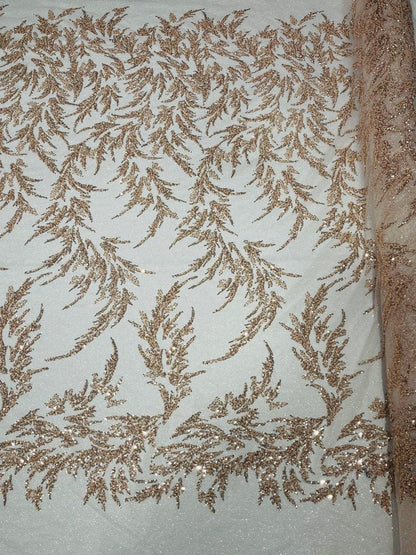 Fashion Beaded Lace With Glitter Mesh 54" Wide| New Creations Fabric & Foam Inc.