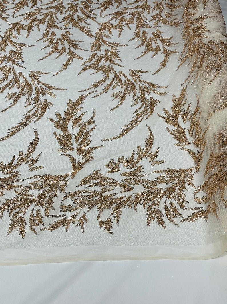 Fashion Beaded Lace With Glitter Mesh 54" Wide| New Creations Fabric & Foam Inc.
