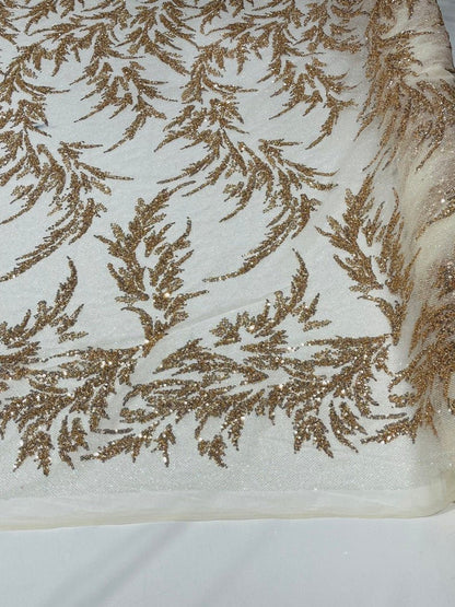 Fashion Beaded Lace With Glitter Mesh 54" Wide| New Creations Fabric & Foam Inc.