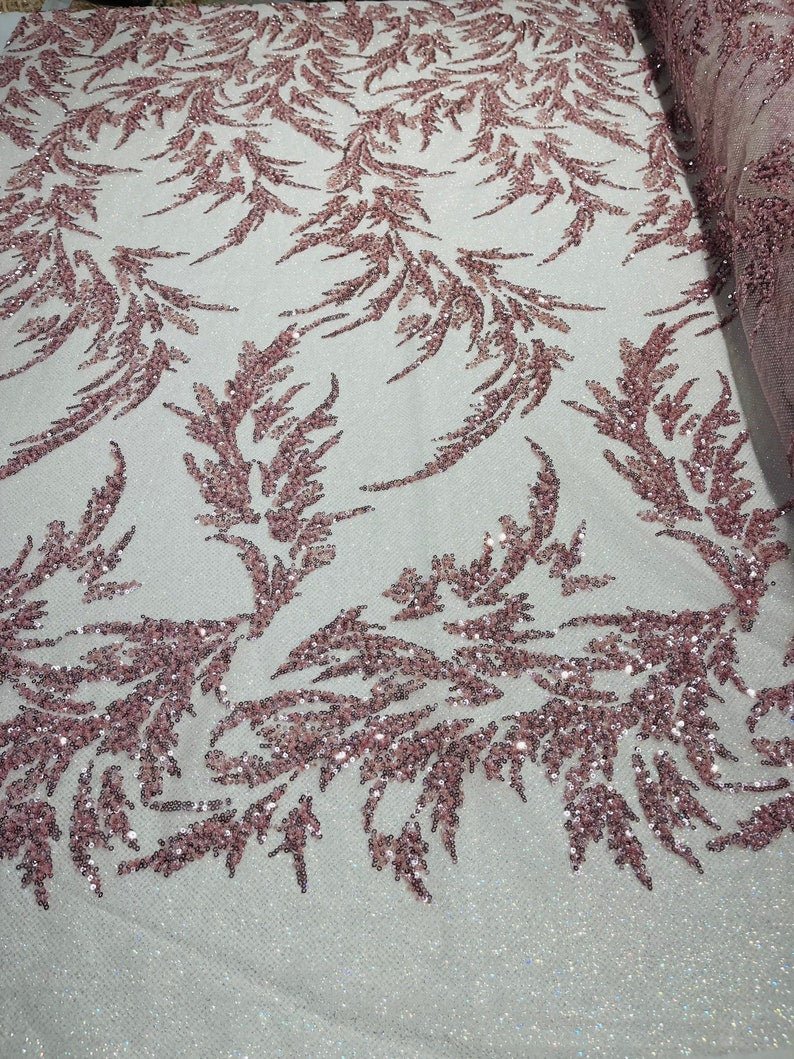 Fashion Beaded Lace With Glitter Mesh 54" Wide| New Creations Fabric & Foam Inc.