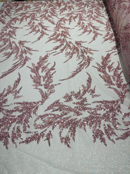Fashion Beaded Lace With Glitter Mesh 54" Wide| New Creations Fabric & Foam Inc.