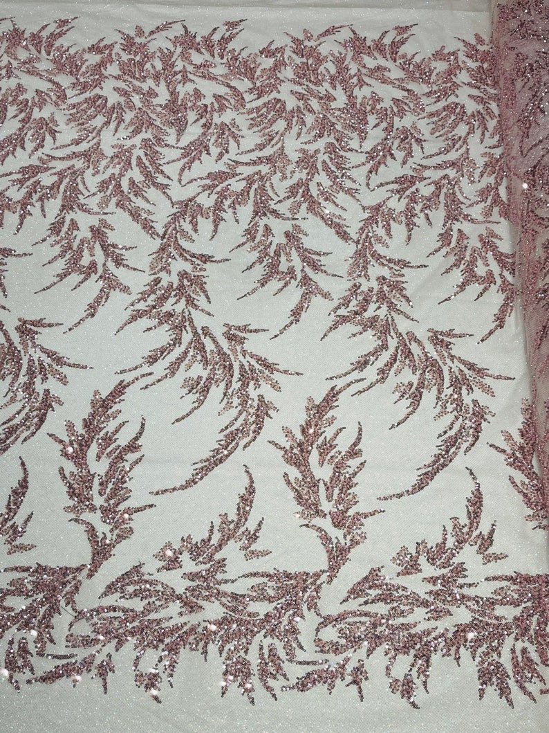 Fashion Beaded Lace With Glitter Mesh 54" Wide| New Creations Fabric & Foam Inc.