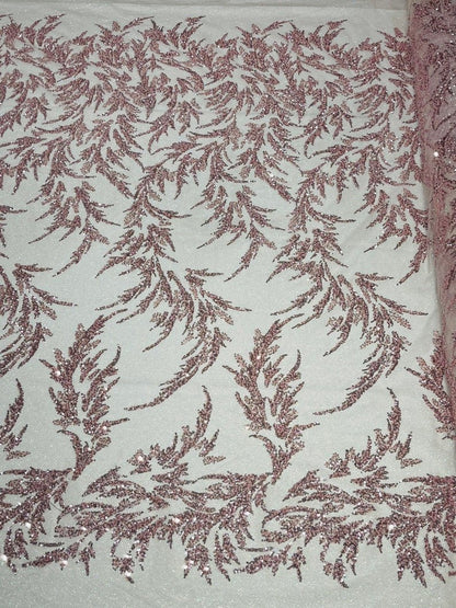 Fashion Beaded Lace With Glitter Mesh 54" Wide| New Creations Fabric & Foam Inc.