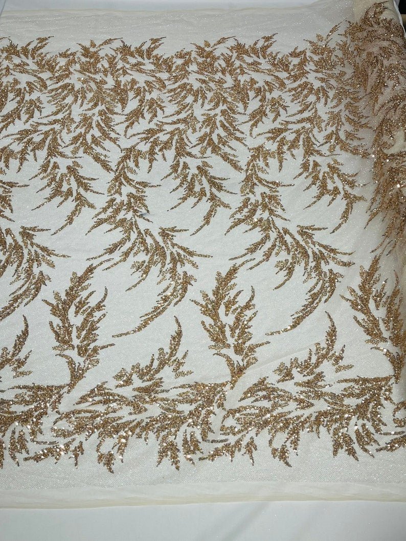 Fashion Beaded Lace With Glitter Mesh 54" Wide| New Creations Fabric & Foam Inc.