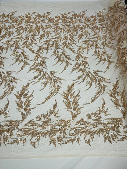 Fashion Beaded Lace With Glitter Mesh 54" Wide| New Creations Fabric & Foam Inc.