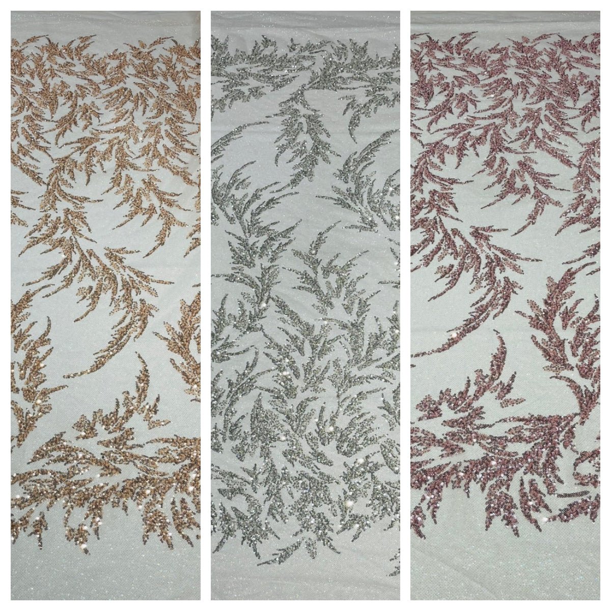 Fashion Beaded Lace With Glitter Mesh 54" Wide| New Creations Fabric & Foam Inc.