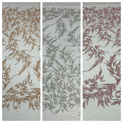 Fashion Beaded Lace With Glitter Mesh 54" Wide| New Creations Fabric & Foam Inc.