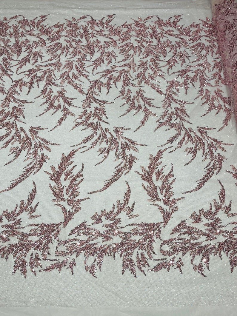 Fashion Beaded Lace With Glitter Mesh 54" Wide| New Creations Fabric & Foam Inc.