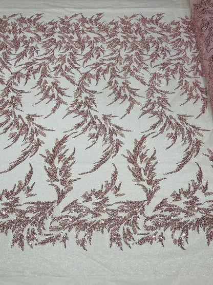 Fashion Beaded Lace With Glitter Mesh 54" Wide| New Creations Fabric & Foam Inc.