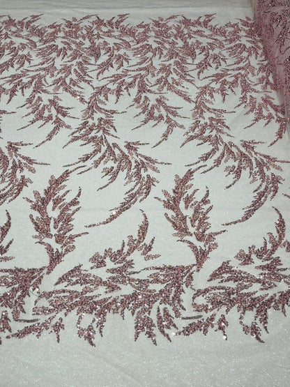 Fashion Beaded Lace With Glitter Mesh 54" Wide| New Creations Fabric & Foam Inc.