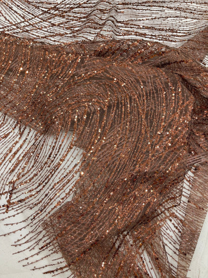 Fashion Glitter Design On A Mesh Lace 54” Wide| New Creations Fabric & Foam Inc.