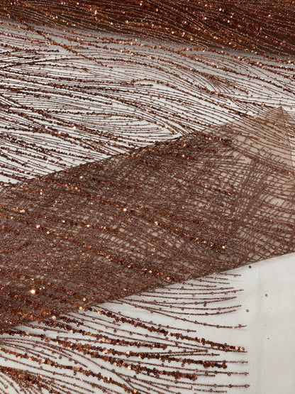 Fashion Glitter Design On A Mesh Lace 54” Wide| New Creations Fabric & Foam Inc.