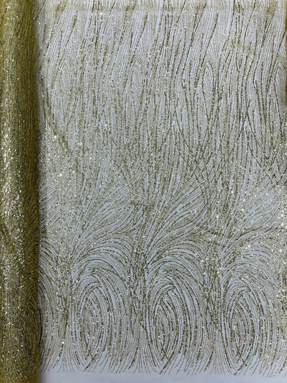 Fashion Glitter Design On A Mesh Lace 54” Wide| New Creations Fabric & Foam Inc.