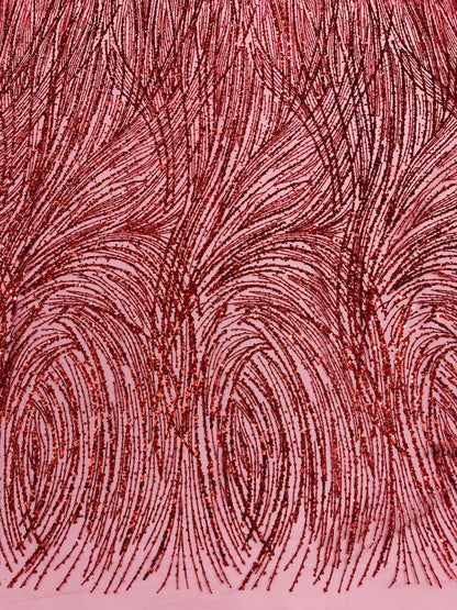 Fashion Glitter Design On A Mesh Lace 54” Wide| New Creations Fabric & Foam Inc.