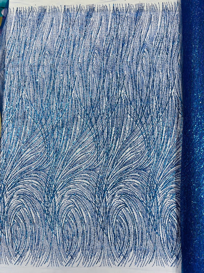 Fashion Glitter Design On A Mesh Lace 54” Wide| New Creations Fabric & Foam Inc.