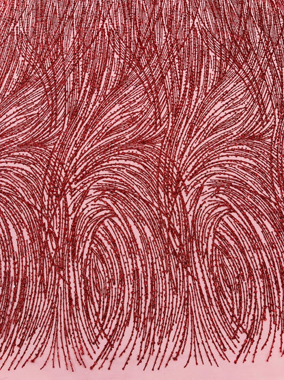 Fashion Glitter Design On A Mesh Lace 54” Wide| New Creations Fabric & Foam Inc.
