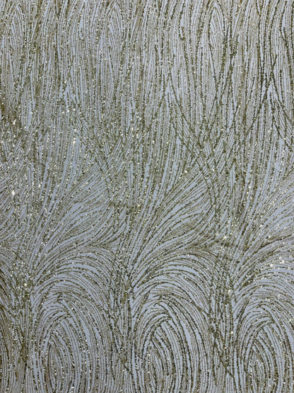 Fashion Glitter Design On A Mesh Lace 54” Wide| New Creations Fabric & Foam Inc.