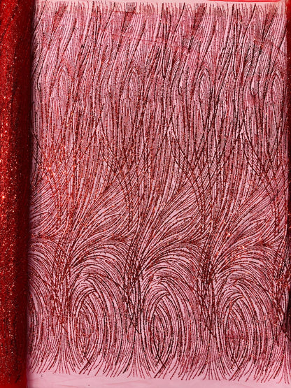 Fashion Glitter Design On A Mesh Lace 54” Wide| New Creations Fabric & Foam Inc.