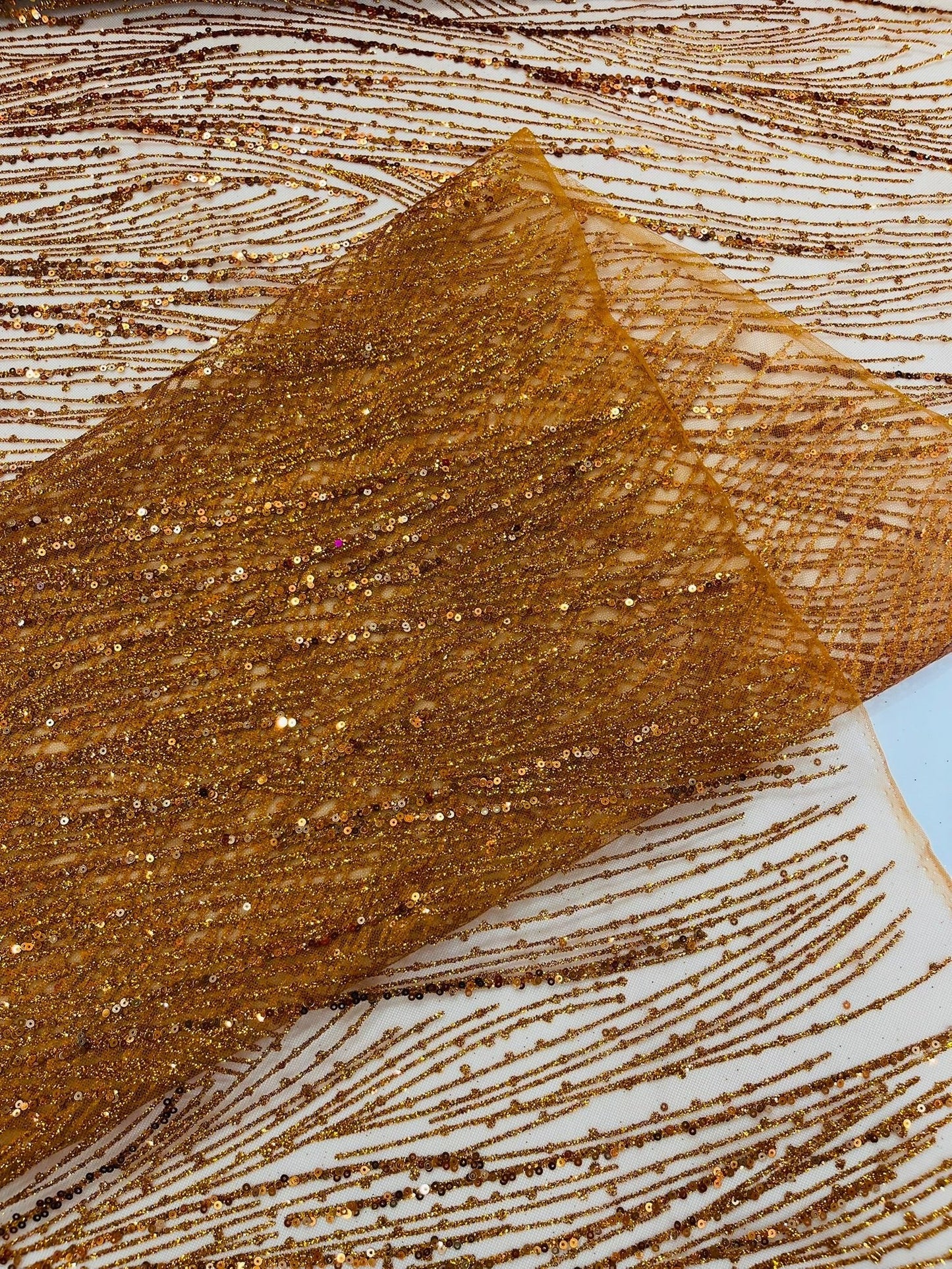 Fashion Glitter Design On A Mesh Lace 54” Wide| New Creations Fabric & Foam Inc.
