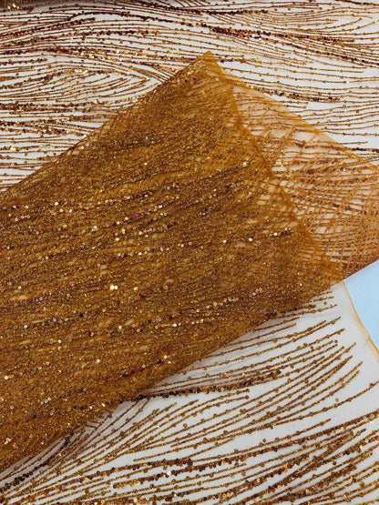Fashion Glitter Design On A Mesh Lace 54” Wide| New Creations Fabric & Foam Inc.