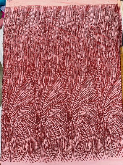 Fashion Glitter Design On A Mesh Lace 54” Wide| New Creations Fabric & Foam Inc.