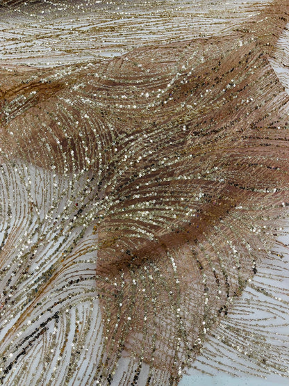Fashion Glitter Design On A Mesh Lace 54” Wide| New Creations Fabric & Foam Inc.