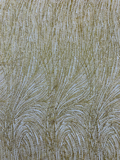 Fashion Glitter Design On A Mesh Lace 54” Wide| New Creations Fabric & Foam Inc.