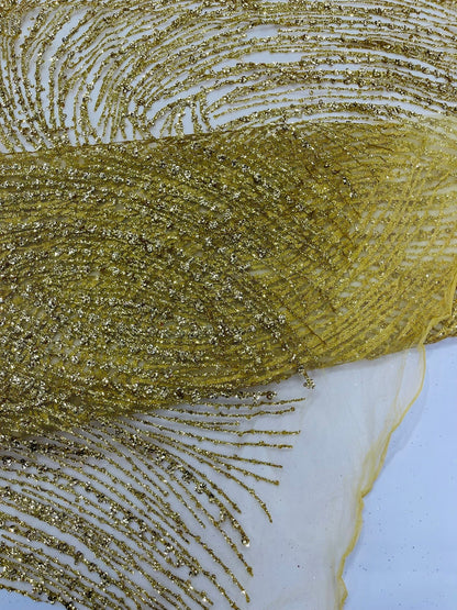 Fashion Glitter Design On A Mesh Lace 54” Wide| New Creations Fabric & Foam Inc.