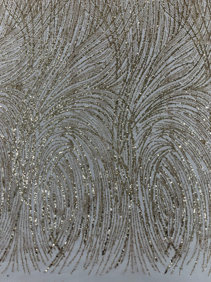 Fashion Glitter Design On A Mesh Lace 54” Wide| New Creations Fabric & Foam Inc.