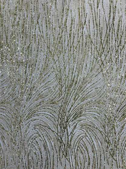 Fashion Glitter Design On A Mesh Lace 54” Wide| New Creations Fabric & Foam Inc.