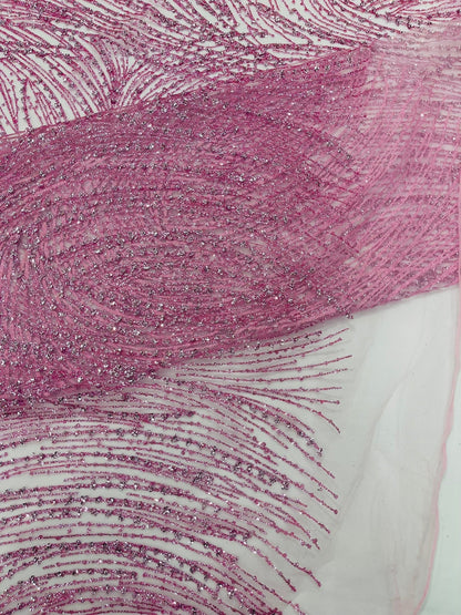 Fashion Glitter Design On A Mesh Lace 54” Wide| New Creations Fabric & Foam Inc.