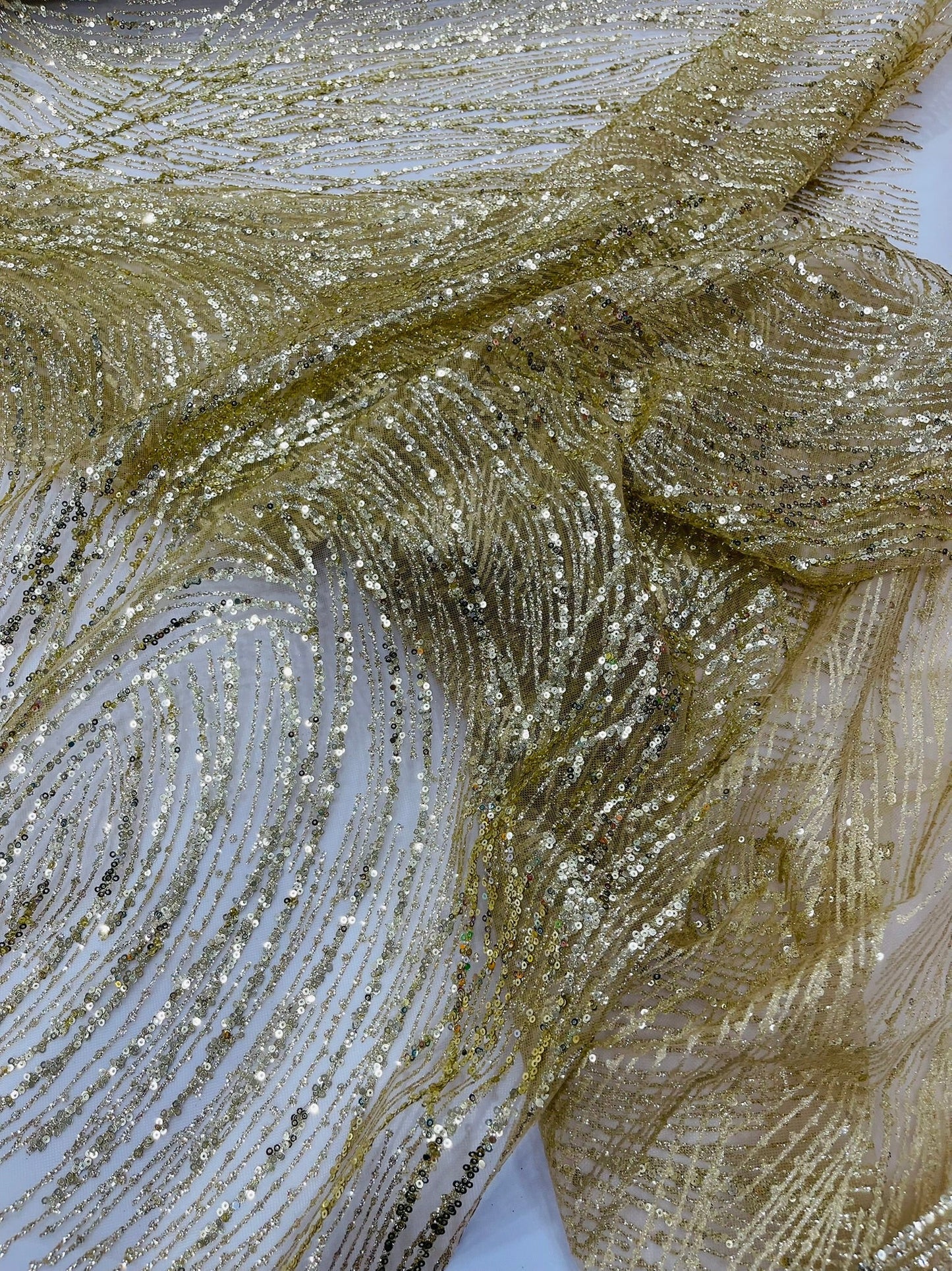 Fashion Glitter Design On A Mesh Lace 54” Wide| New Creations Fabric & Foam Inc.