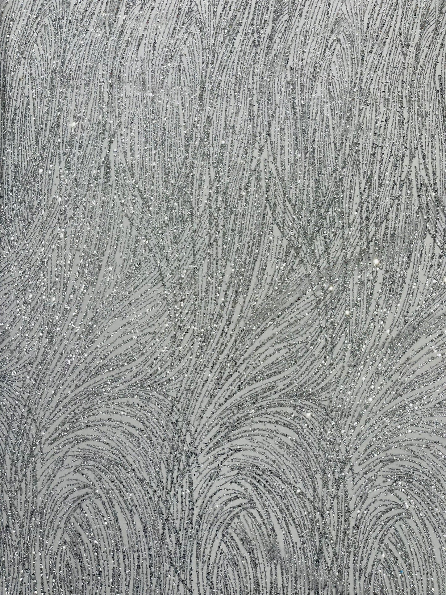 Fashion Glitter Design On A Mesh Lace 54” Wide| New Creations Fabric & Foam Inc.