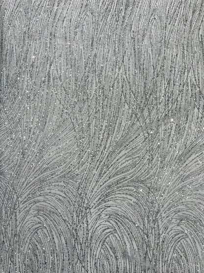 Fashion Glitter Design On A Mesh Lace 54” Wide| New Creations Fabric & Foam Inc.